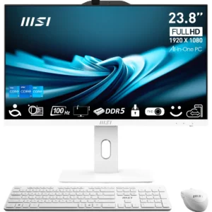 MSI Pro AP242P 14M-674FR Intel® Core™ i3 i3-14100 60.5 cm (23.8″) 1920 x 1080 pixels All-in-One PC 8 GB DDR5-SDRAM 512 GB SSD Windows 11 Pro Wi-Fi 6E (802.11ax) White