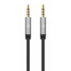 Manhattan Stereo Audio 3.5mm Cable, 1m, Male/Male, Slim Design, Black/Silver, Premium with 24 karat gold plated contacts and pure oxygen-free copper (OFC) wire, Lifetime Warranty, Polybag