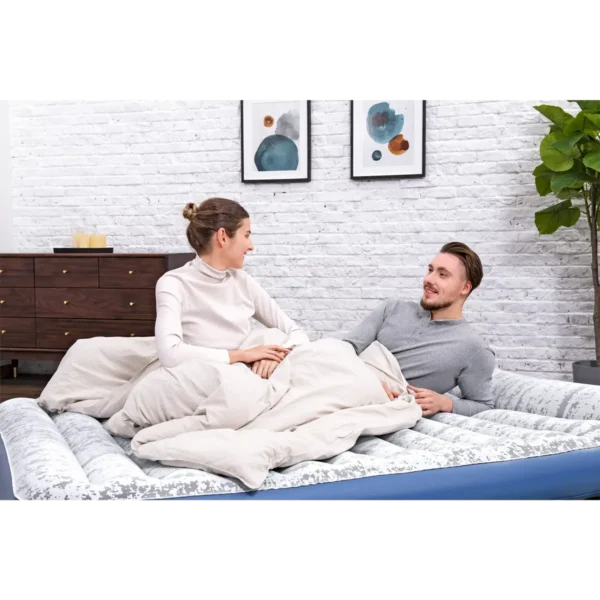 Bestway Tritech Fashion Flock Air Mattress Queen with Built-in AC Pump 2.03 m x 1.52 m x 30 cm