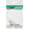 InLine Audio Headset Adapter Cable 3.5mm male 4 Pin / 2x 3.5mm, white, 0.15m