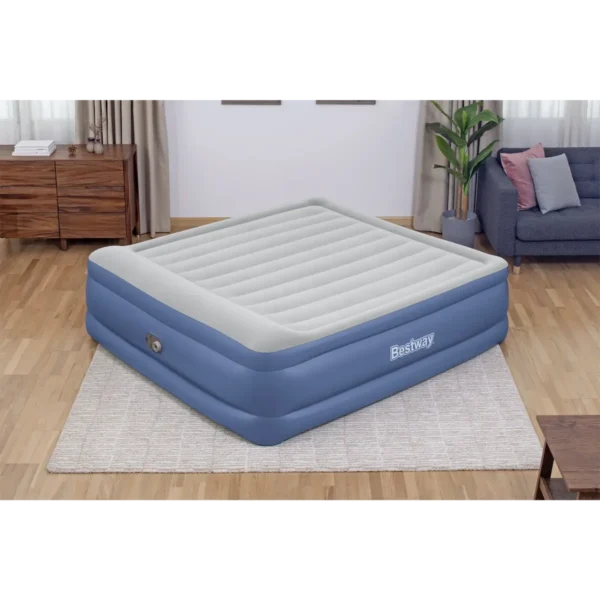 Bestway Tritech Air Mattress King with Built-in AC Pump and Antimicrobial Coating 2.03 m x 1.93 m x 56 cm