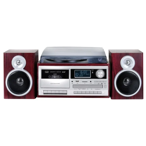 Trevi STEREO TURNTABLE DAB+ 25W WIRELESS USB SD AUX-IN CASSETTE ENCODING TT 1072 DAB WOOD
