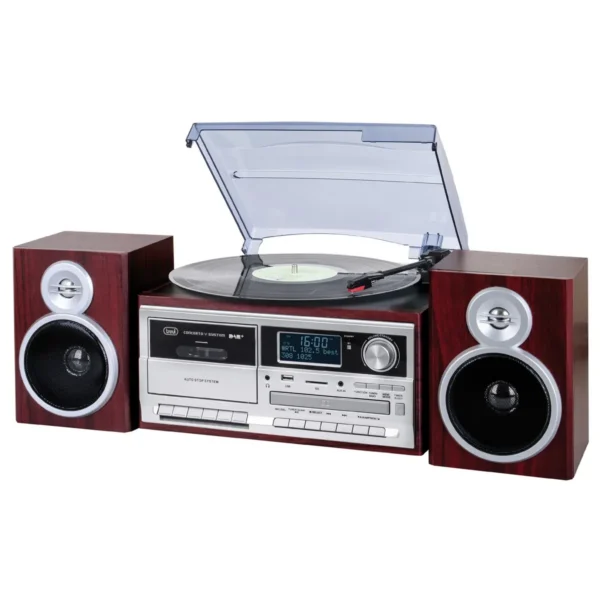 Trevi STEREO TURNTABLE DAB+ 25W WIRELESS USB SD AUX-IN CASSETTE ENCODING TT 1072 DAB WOOD