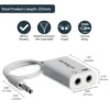 StarTech.com White headset adapter for headsets with separate headphone / microphone plugs – 3.5mm 4 position to 2x 3 position 3.5mm M/F