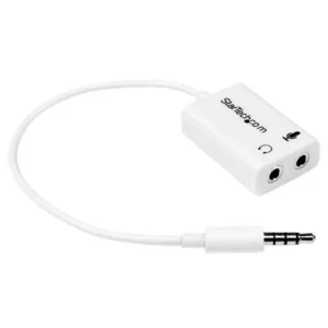 StarTech.com White headset adapter for headsets with separate headphone / microphone plugs – 3.5mm 4 position to 2x 3 position 3.5mm M/F