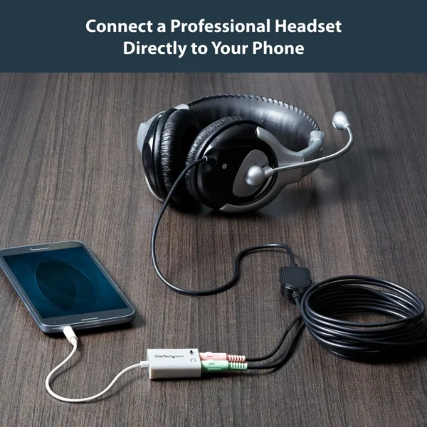 StarTech.com White headset adapter for headsets with separate headphone / microphone plugs – 3.5mm 4 position to 2x 3 position 3.5mm M/F