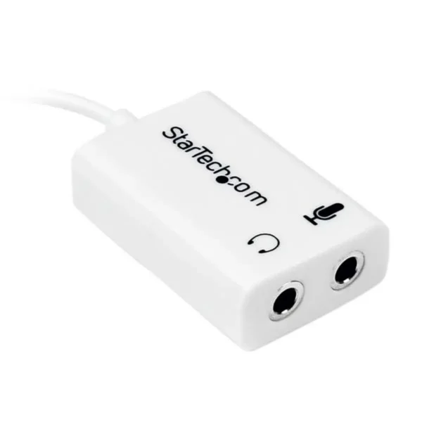 StarTech.com White headset adapter for headsets with separate headphone / microphone plugs – 3.5mm 4 position to 2x 3 position 3.5mm M/F