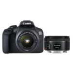 Canon EOS 2000D + EF-S 18-55 IS II + EF 50mm 1/2″ SLR Camera Body 24.1 MP CMOS 6000 x 4000 pixels Black