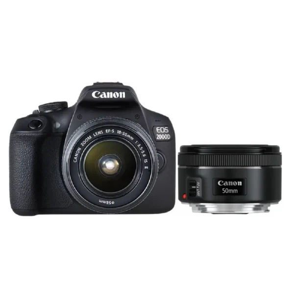 Canon EOS 2000D + EF-S 18-55 IS II + EF 50mm 1/2″ SLR Camera Body 24.1 MP CMOS 6000 x 4000 pixels Black