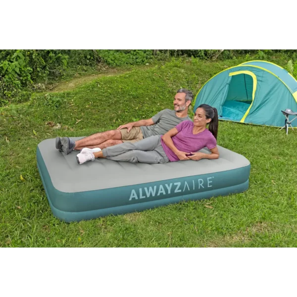 Bestway AlwayzAire Fortech Air Mattress Queen with Rechargeable Dual Pump and Antimicrobial Coating 2.03 m x 1.52 m x 36 cm