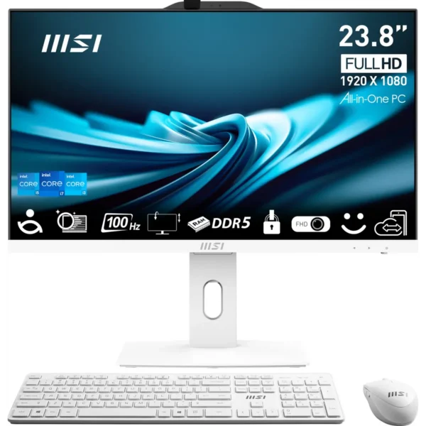 MSI Pro AP242P 14M-672FR Intel® Core™ i5 i5-14400 60.5 cm (23.8″) 1920 x 1080 pixels All-in-One PC 8 GB DDR5-SDRAM 512 GB SSD Windows 11 Pro Wi-Fi 6E (802.11ax) White