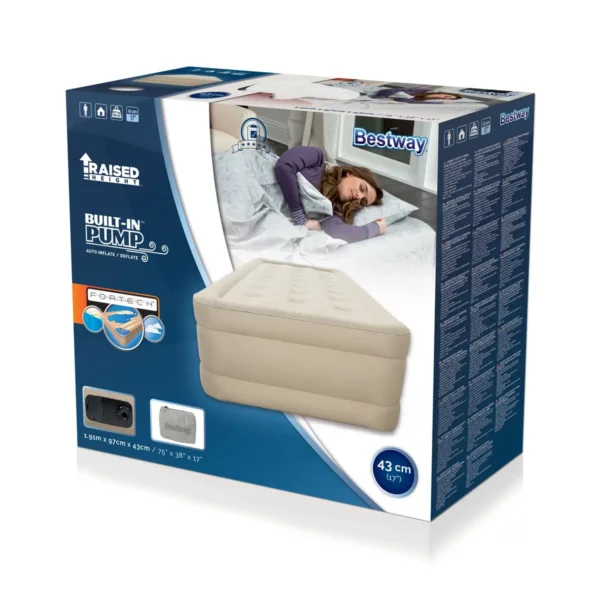 Bestway 75″ x 38″x 17″/1.91m x 97cm x 43cm Essence Fortech Airbed (Twin) with Built-in AC pump