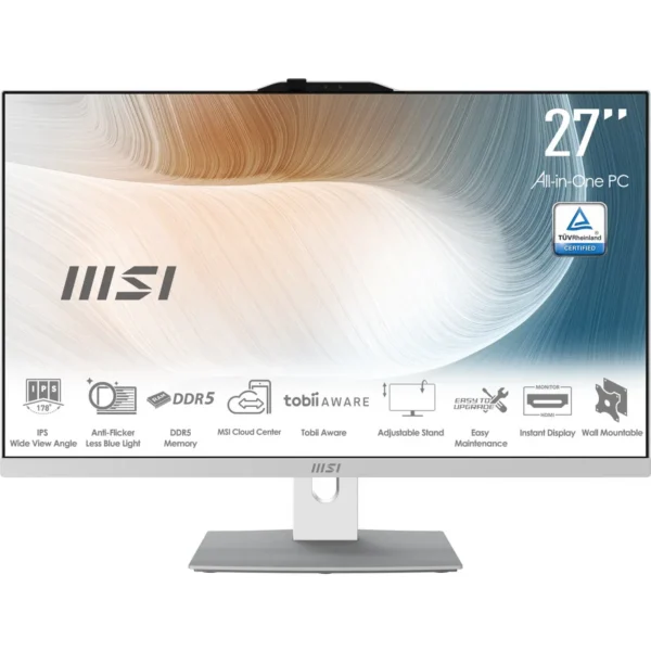 MSI Modern AM272P 1M-837DE Intel Core 7 150U 68.6 cm (27″) 1920 x 1080 pixels All-in-One PC 16 GB DDR5-SDRAM 1 TB SSD Windows 11 Pro Wi-Fi 6E (802.11ax) White