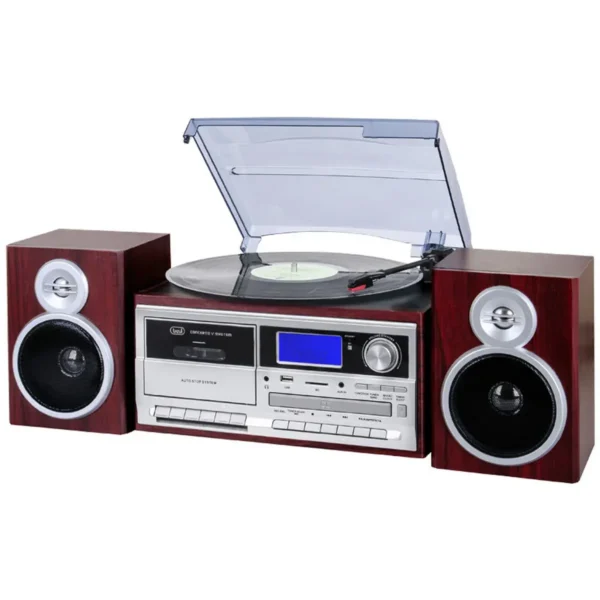 Trevi TT 1070 E Direct drive audio turntable Silver, Wood Semi Automatic