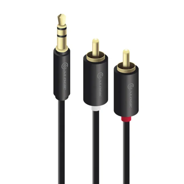 ALOGIC 3.5mm Stereo Audio to 2 X RCA Stereo Male Cable – (1) Male to (2) Male – Premium Series