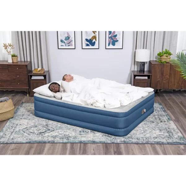 Bestway Fortech Snugable Top Air Mattress Queen with Built-in AC Pump and Antimicrobial Coating 2.03 m x 1.52 m x 46 cm
