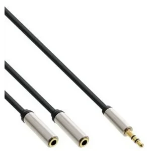 InLine 99250A audio cable 1 m 3.5mm 2 x 3.5mm Black, Silver