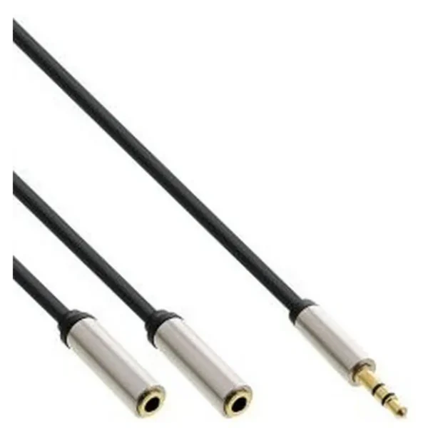 InLine 99250A audio cable 1 m 3.5mm 2 x 3.5mm Black, Silver