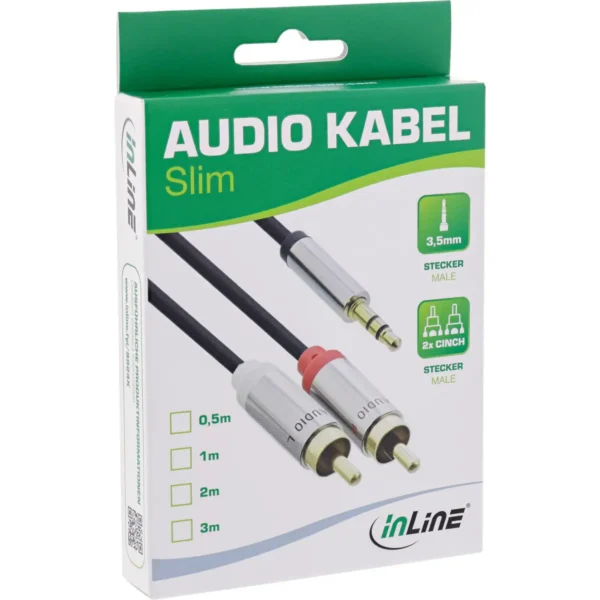 InLine Slim Audio Cable 3.5mm male / 2x RCA male 1m