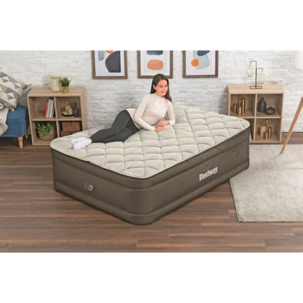 Bestway Fortech Duvet Top Air Mattress Queen with Built-in Electric Pump 2.03 m x 1.52 m x 51 cm