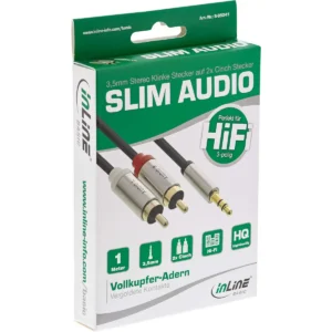 InLine Basic Slim Audio Cable 3.5mm M to 2x RCA M, 1m
