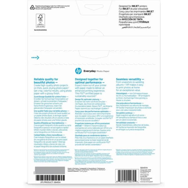 HP Everyday Photo Paper, Glossy, 200 g/m2, A4 (210 x 297 mm), 25 sheets