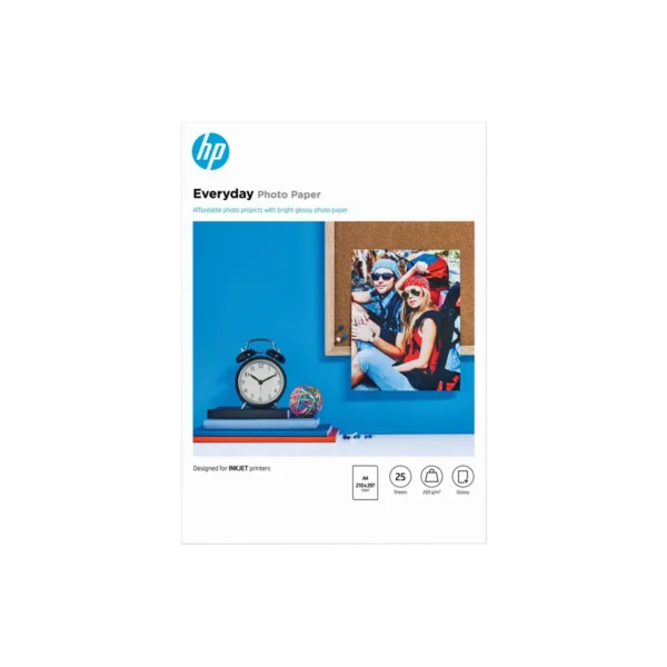 HP Everyday Photo Paper, Glossy, 200 g/m2, A4 (210 x 297 mm), 25 sheets