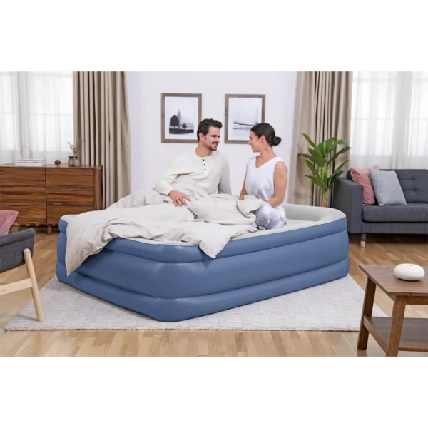 Bestway Tritech Air Mattress Queen with Built-in AC Pump and Antimicrobial Coating 2.03 m x 1.52 m x 56 cm