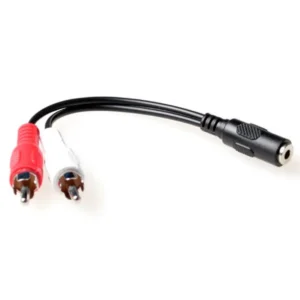 ACT 0,15 meter audio connection cable 1x 3,5 mmm jack male naar 1x 3.5mm stereo jack female – 2x RCA male