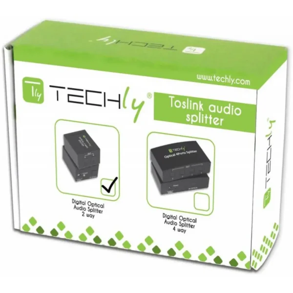 Techly Digital Audio Splitter 2 Toslink Ports IDATA TOS-SP2