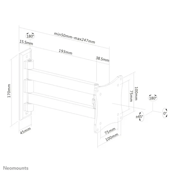 Neomounts FPMA-W820 Monitor/TV mount wall 10-27″ – full motion