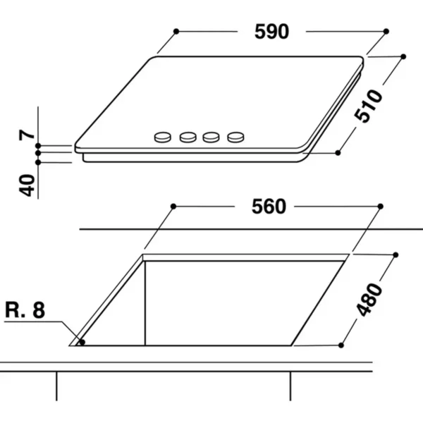 Whirlpool GMA 6411/IXL hob Stainless steel Built-in Gas 4 zone(s)