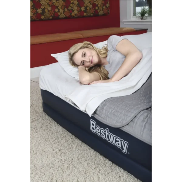 Bestway 80″ x 60″ x 17″/2.03m x 1.52m x 43cm Cornerstone Airbed (Queen) with Built-in AC pump