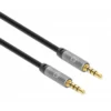 Manhattan Stereo Audio 3.5mm Cable, 3m, Male/Male, Slim Design, Black/Silver, Premium with 24 karat gold plated contacts and pure oxygen-free copper (OFC) wire, Lifetime Warranty, Polybag