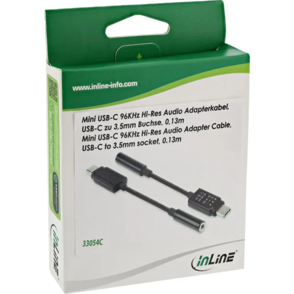 InLine Mini USB-C 96KHz Hi-Res Audio Adapter Cable, 0.13m
