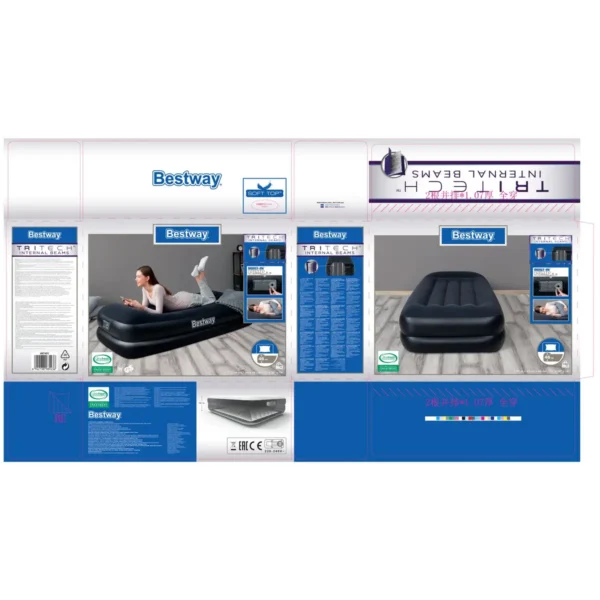 Bestway Flocked Premium+ Airbed – Single – 1.91m x 97cm x 46cm