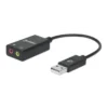 Manhattan USB-A Sound Adapter, USB-A to 3.5mm Mic-in and Audio-Out ports, 480 Mbps (USB 2.0), supports 2.1 stereo, Hi-Speed USB, Cable 11cm, Black, Three Year Warranty, Box