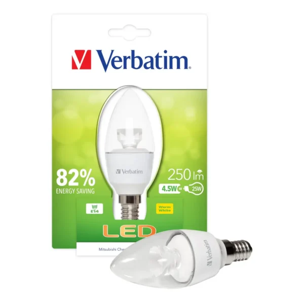 Verbatim LED Candle, Clear, E14, 4.5W