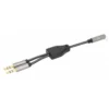Manhattan Headset Adapter Cable with Stereo Audio Y-Splitter, 3.5mm, Aux, 15cm, Female/2x Male, Splits Single Headset Plug into Microphone and Audio Plugs, Slim Design, Black/Silver, Gold plated contacts and pure oxygen-free copper wire, Lifetime Warranty