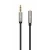 Manhattan Stereo Audio 3.5mm Extension Cable, 3m, Male/Female, Slim Design, Black/Silver, Premium with 24 karat gold plated contacts and pure oxygen-free copper (OFC) wire, Lifetime Warranty