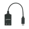 Manhattan USB-C Audio/Sound Adapter (Clearance Pricing), USB-C to 3.5mm Mic-in and Audio-Out ports, 480 Mbps (USB 2.0), supports 2.1 stereo, Cable 11cm, Black, Three Year Warranty, Box