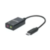 Manhattan USB-C Audio/Sound Adapter (Clearance Pricing), USB-C to 3.5mm Mic-in and Audio-Out ports, 480 Mbps (USB 2.0), supports 2.1 stereo, Cable 11cm, Black, Three Year Warranty, Box