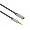 Manhattan Stereo Audio 3.5mm Extension Cable, 2m, Male/Female, Slim Design, Black/Silver, Premium with 24 karat gold plated contacts and pure oxygen-free copper (OFC) wire, Lifetime Warranty