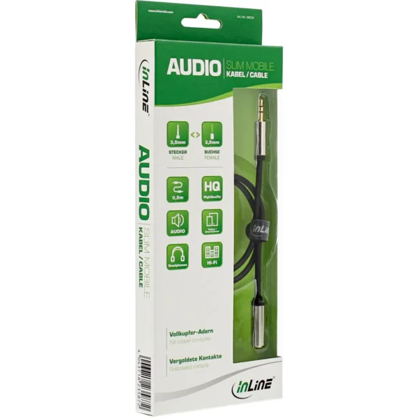 InLine Slim Audio Cable 3.5mm male / female Stereo 0.5m