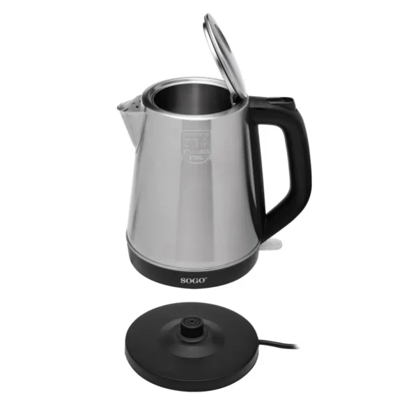 Sogo KET-SS-7725 electric kettle 1.7 L 2200 W Black, Stainless steel