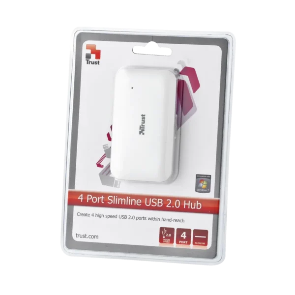 Trust 4 Port Slimline USB 2.0 Hub 480 Mbit/s White