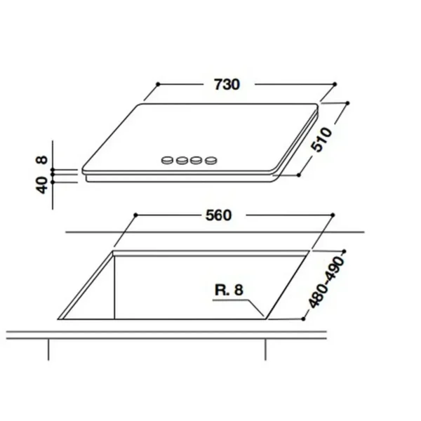 Whirlpool GOA 7523/S Silver Built-in Gas 5 zone(s)