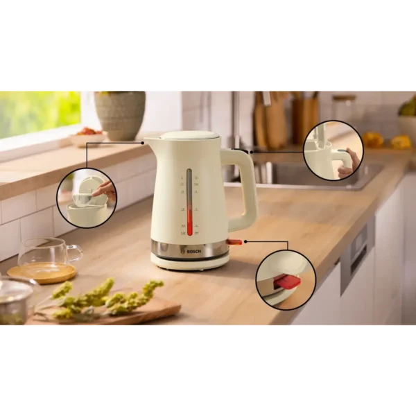Bosch TWK4M223GB electric kettle 1.7 L 3000 W Black, Cream, Grey, Red