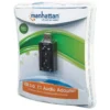 Manhattan USB-A Sound Adapter, USB-A to 3.5mm Mic-in and Audio-Out ports, 480 Mbps (USB 2.0), supports 3D and virtual 7.1 surround sound, Internal Amplifier and Volume Controls