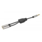 Manhattan Headphone Stereo Audio Y-Splitter Cable, 3.5mm, Aux, 15cm, Male/2x Female, Connects Two Sets of Headphones to One Audio Jack, Slim Design, Black/Silver, Gold plated contacts and pure oxygen-free copper wire, Lifetime Warranty, Polybag
